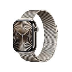 Apple Watch Series 10 GPS + Cellular Smartwatch con Caja de Titanio Natural de 42 mm y Pulsera Milanese Loop Natural - Talla única. Monitor de entreno, App ECG y Neutro en Carbono