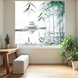 Blindecor Digital Store Enrouleur translucide imprimé Famille Zen Modèle Z-BAMBOOWATER Dimensions du Tissu 106 x 175 cm