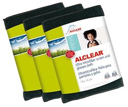 ALCLEAR 950003A_3 pano ultra-microfibra para ecrãs e óculos, 19 x 14 cm, antracite, 3 unidades