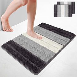 VOUNOT® 2 Pezzi Tappeto Bagno Antiscivolo 60x90 cm, Tappetino Super Assorbente in Microfibra Extra Spesso Sfumato Elegante, Lavabile in Lavatrice, Soffice e Morbido, Grigio