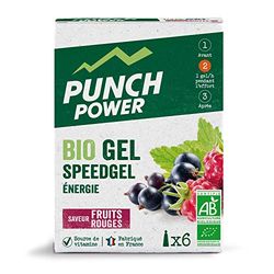 PUNCH POWER - SPEEDGEL Fruits Rouges - Boîte 6 gels x 25 g - Gel Energetique d'Endurance - Bio - Sans Colorant - Sans Conservateur - Sans arôme artificiel - Sans Gluten - Marque Française