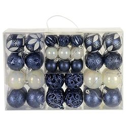 Set of 67 Christmas Baubles Tree Decorations Assorted Designs Sizes Carry Case - Navy