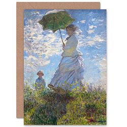 Artery8 Monet Woman With Parasol Madame Monet And Son Fine Art Greeting Card Plus Envelope Blank Inside