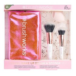 Brushworks Juego de Brochas de Maquillaje y Esponja de Viaje 180 gr