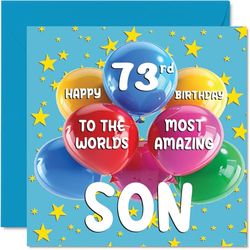 73rd Son Birthday Card - World's Most Amazing Son - Happy 73rd Birthday Card from Mum Dad, 145mm Age 73 Greeting Cards