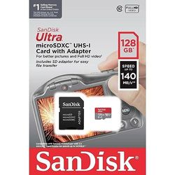 Sandisk 128GB Ultra microSDXC 140MB/s+SD Adapter