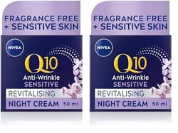 NIVEA Q10 Anti-Wrinkle Sensitive Revitalising Night Cream (50ml), Face Cream with Pure Skin Identical Q10 and Liquorice Extract, Sensitive Skin Cream (Pack of 2)