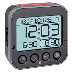 TFA Dostmann Bingo 2.0 Despertador digital com indicador de temperatura, plástico, preto, 95 x 41 x 96 mm