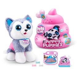 Pets Alive Puppy Caca van ZURU, Husky, echte gezelschapshond, pluche speelgoed, voedend pluche voor ontwikkeling