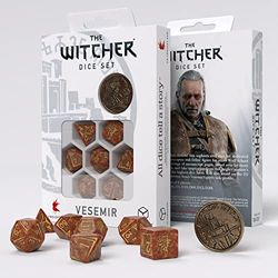 Q-Workshop 91392 Dice Set Vesemir – The Wise Witcher (7) Accesorios, Multicolor