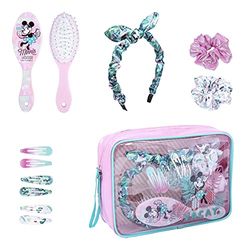 CERDÁ LIFE'S LITTLE MOMENTS - Minnie Mouse - Trousse Toilette pour Cheveaux pour Les Filles - Trousse d'Accessoires, Rose