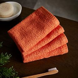 Catherine Lansfield Quick Dry Cotton Face Cloth 4 Pack Orange