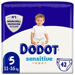 DODOT Sensitive - Pañales, 11 A 16 Kg, Blanco, Talla 5, Vanilla, 42 Unidad