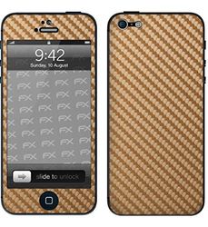 atFoliX FX Carbon-Gold Designfolie voor Apple iPhone 5