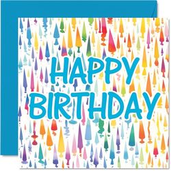 Birthday Cards for Her Him - Candle Shapes Painting - Happy Birthday Card for Mum Dad Brother Sister Auntie Uncle Cousin Friend Family Colleague 145mm Bday Greeting Cards