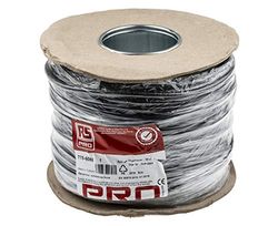 RS PRO Cable de alimentación, 2 hilos, tipo 3182Y, color negro x 0,75 mm²/diámetro 6,05 mm, 6 A, 100 m, 300 V, 500 V, PVC, rollo de 100 metros