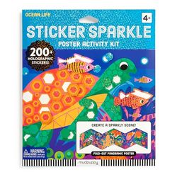 Mudpuppy Ocean Life – Sticker Sparkle Poster Activity Kit with Illustrations of Ocean Creatures for Children Ages 4 and Up