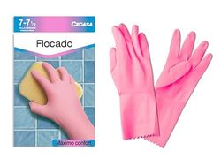 cegasa Guantes Flocado Rosa Mediana 7-7.5