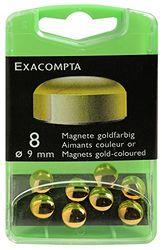 Exacompta - Ref 10912E - Låda med 8 F9-magneter - Magnetisk kraft 120 g - Diameter 9 mm - Lämplig för magnettavlor och jumboplattor för att visa foton - Guldfärg