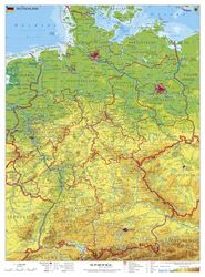 Deutschland physisch Landkarte - Wandkarte/NEUE AUFLAGE
