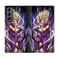 Funda de Piel con Tapa para Samsung Galaxy S21 Plus, Manga Dragon Ball Sangohan Color Morado