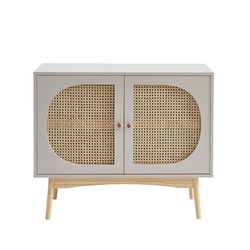 BAÏTA Dressoir SIXTINE parelgrijs en rotan riet, 90 cm