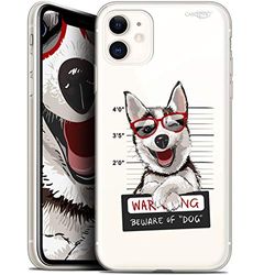 Caseink Fodral för Apple iPhone 11 (6.1) Gel HD [tryckt i Frankrike - iPhone 11 fodral - mjukt - stötskyddat ] "Beware The Husky Dog"