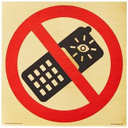 Viking Signs P910 Prohibition: No camera phones Sign - 200x200mm - S20, Red/White