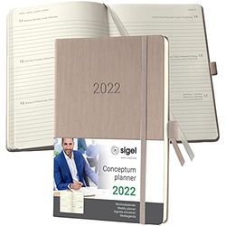SIGEL C2260 Agenda semainier 2022 Conceptum, couverture rigide, 14,8 x 21,3 cm, taupe
