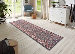 Hanse Home Tapijtloper vintage 80 x 300 cm – tapijtloper zacht laagpolig tapijt, retro vintage design, loper voor hal, slaapkamer, kinderkamer, badkamer, woonkamer, keuken, decoratieve loper - grijs