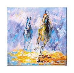 HOMEMANIA Quadro Horses - Animali - per Soggiorno, Camera - Multicolore in Poliestere, Legno, 60 x 3 x 60 cm