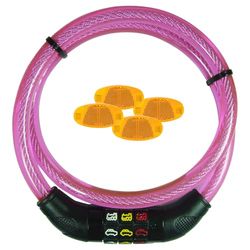 Lucchetto con cavo con simbolo rosa + 4 riflettori a raggi