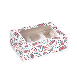 Union Jack Cupcake Box for 6 Cupcakes