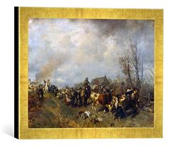 Ingelijste foto van Wilhelm van Diez "Plunung im 30-jarige Oorlog", kunstdruk in hoogwaardige handgemaakte fotolijst, 40x30 cm, Gold Raya