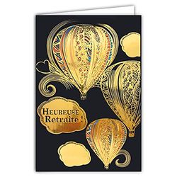 Afie 69-7054 heteluchtballon pensioenkaart met verguld, formaat 12 x 17,5 cm, wit