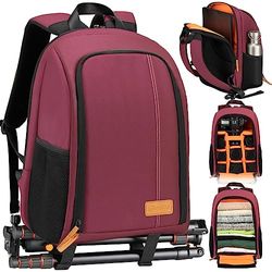 TARION Zaini per fotocamera per fotografi - Borse per fotocamera DSLR Zaino fotografico di grande capacità con custodia per laptop da 15 "Zaino per fotografo con copertura antipioggia TB-02 (Rosso)