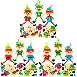 Baker Ross AX398 Kits De Decoración Para Árbol De Navidad Elfo - Paquete De 15, Suministros Creativos De Arte Y Manualidades Navideños Para Que Los Niños Hagan Y Decoren