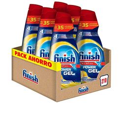 Finish All in 1 Max Power Gel Limão desengordurante detergente gel para máquina de lavar louça, 7 unidades - 210 lavagens