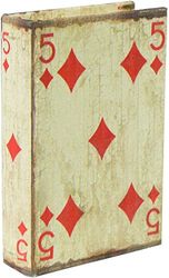 Biscottini Boîte à cartes à jouer en bois L11xPR4xH14,5 cm - Boîte de cartes à jouer revêtue de tissu et antique - Boîte avec jeu de cartes