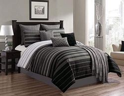 Riverbrook Home Barkley Juego de edredón, poliéster, Negro/Gris, Matrimonio Doble