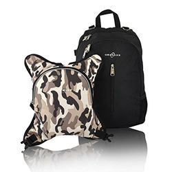 Obersee Baby-Girl's O3RBPCA031 Rio Diaper Backpack Bottle Changing Mat, Shoulder Bag, Food Cooler, Clip to Stroller (Black/Camo), One Size