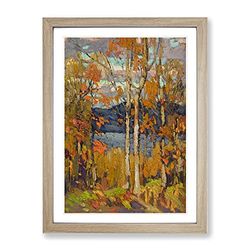 Algonquin In October By Tom Thomson Classic Painting Framed Wall Art Print, Ready to Hang Picture for Living Room Bedroom Home Office Décor, Oak A2 (64 x 46 cm)