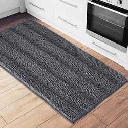 NICETOWN Alfombra de baño Gris, Extra Gruesa, de Gran tamaño, Antideslizante, de felpilla Suave, Peluda, extralarga, para Sala de Estar, Dormitorio, Absorbente de Agua (60 x 24 Pulgadas)