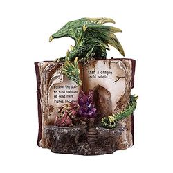 Nemesis Now Hoard Finders Draak met Boek Kristal Beeldje, Groen, 20.8cm