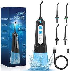 SURFOU Idropulsore Dentale Portatile Idrogetto per Pulizia Denti Oral Professionale, Elettrico Water Flosser Irrigatore Orale Doccia con Acqua Pulitore Getto, Idropulsore da Viaggio Idropulitore