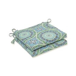 Pillow Perfect Outdoor | Indoor Delancey Lagoon-Cuscino per Seduta con Angoli squadrati, 20 x 20 cm, Poliestere, Blu, 20 in. L X 20 in. W X 3 in. D, 2 unità