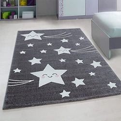 Vloerkleed met sterrenmotief, voor kinderkamer, babykamer, plat tapijt