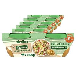 Blédina - Bols Bébé Prêts à Déguster - Repas pour bébé dès 8 mois - 12 bols de Taboulé de Petits Légumes - Lot de 12 bols de 200g