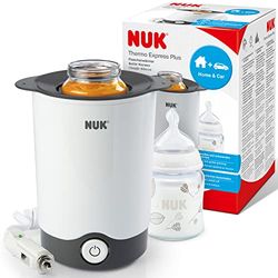 Nuk 10256404 - Aquecedor de biberões que aquece de forma rápida e cuidadosamente em apenas 90 segundos, para uso doméstico ou em viagem, inclui cabo adaptador para o carro