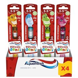 Aquafresh Lot de 4 brosses à dents de lait douces pour enfants de 3 à 5 ans